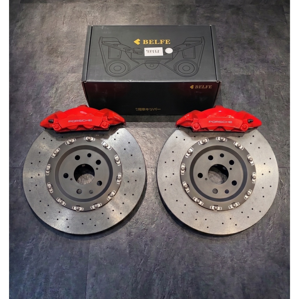 【現貨優惠】奧迪GT後四活塞 搭配金博410X32D68 MM 碳陶瓷煞車組 BELFE電子駐車卡鉗 圖片 1