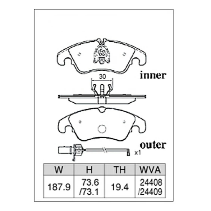 【預定】DIXCEL M Type 超低塵街道煞車片適用於奧迪：A4（B8）、A5、S4 前輪 圖片 2