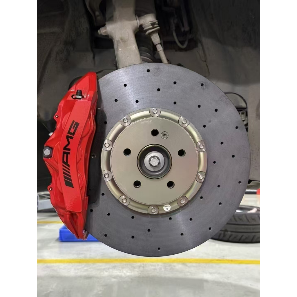 【客製碳陶碟】賓士原車六活塞卡鉗 升級390x36MM 圖片 2