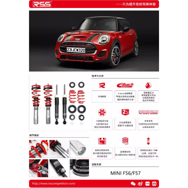 【優惠】RSS原廠公司貨高低24段可調避震器 適用MINI 迷你R55 R56 R57 R58 R59 F55 F56 圖片 2