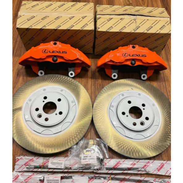 10月完工優惠【現貨(橘色)】全新日本正品 LEXUS RX350/450/500H F sport 前輪六活塞套裝組