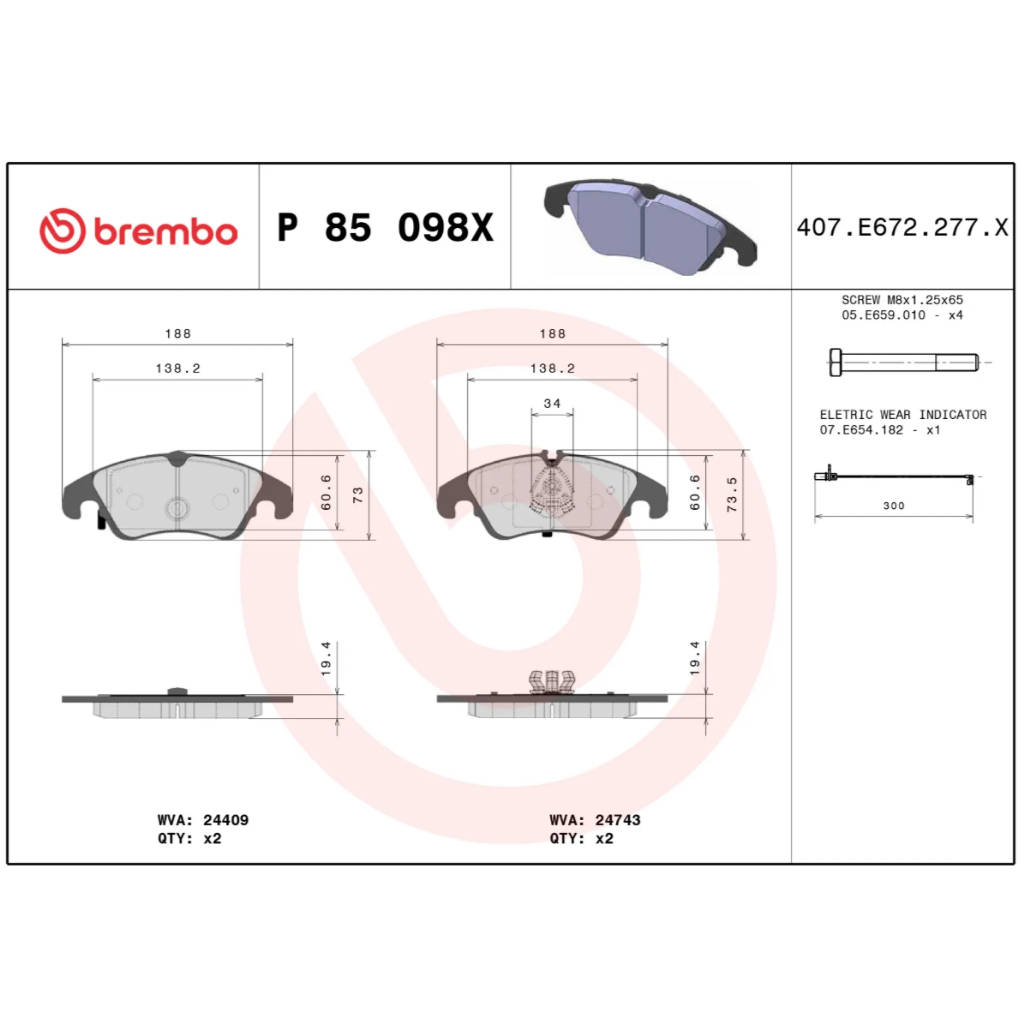 【預定】Brembo Xtra煞車片高階運動版適用於奧迪：A4（B8）、A5、S4 前輪 圖片 3