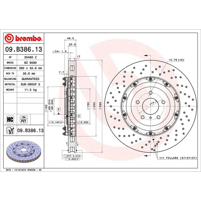日產GT-R 原裝 Brembo   390*32mm 浮動碟盤 圖片 2