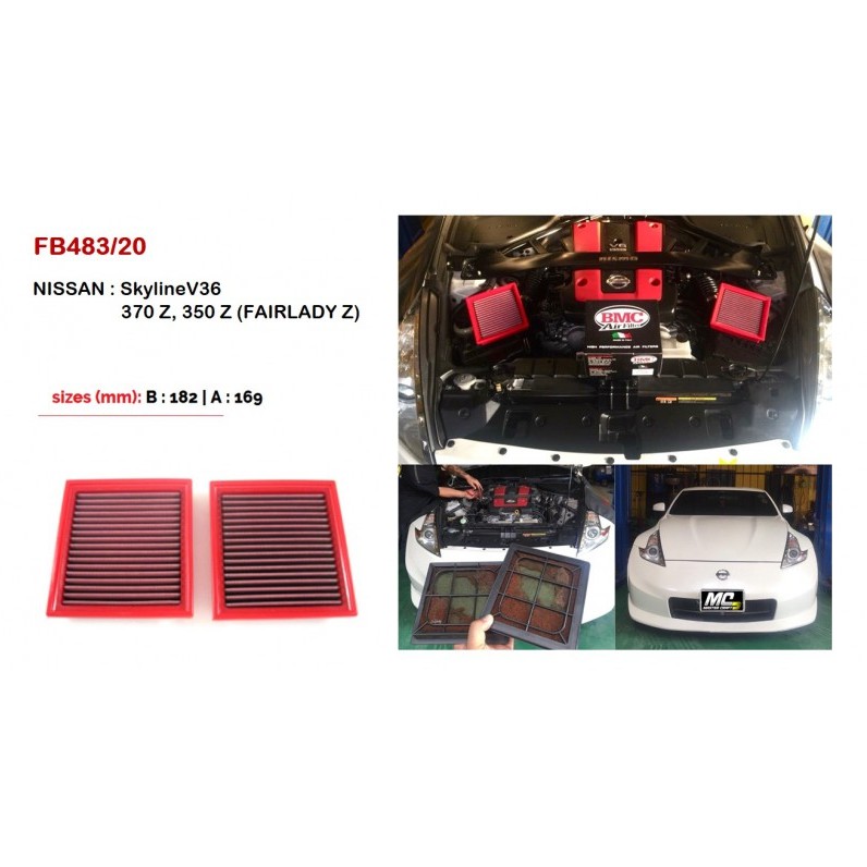BMC空氣過濾器FB483 / 20 Nissan 370 Z 3.7 V6 NISMO [完整套件]