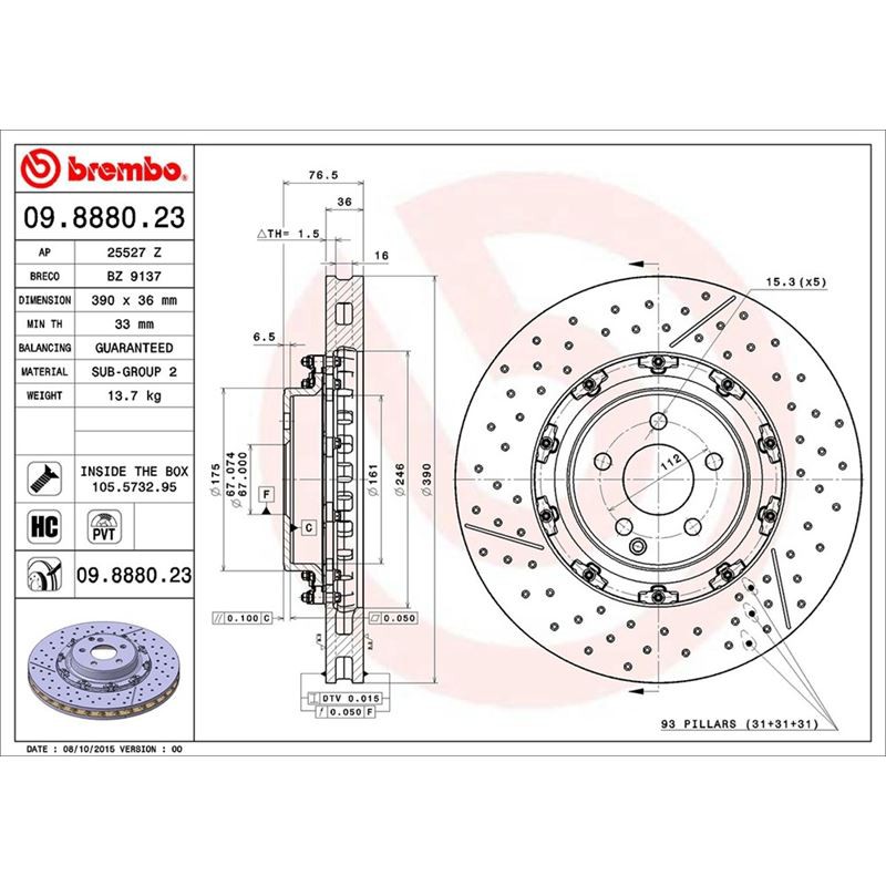 原裝 Brembo  W220 C215 S65 CL65 390*36mm 浮動碟盤 圖片 4