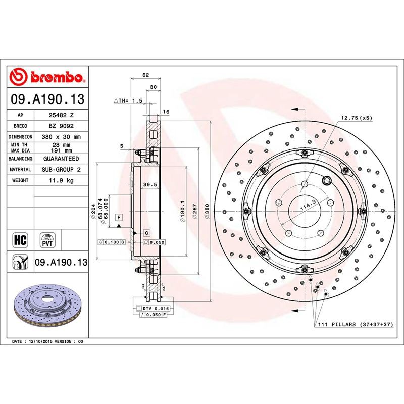 日產GT-R 原裝 Brembo   380*30mm 浮動碟盤 圖片 4