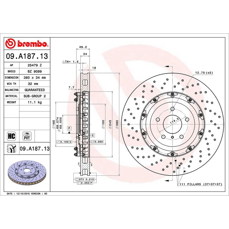 日產GT-R 原裝 Brembo   380*34mm 浮動碟盤 圖片 2