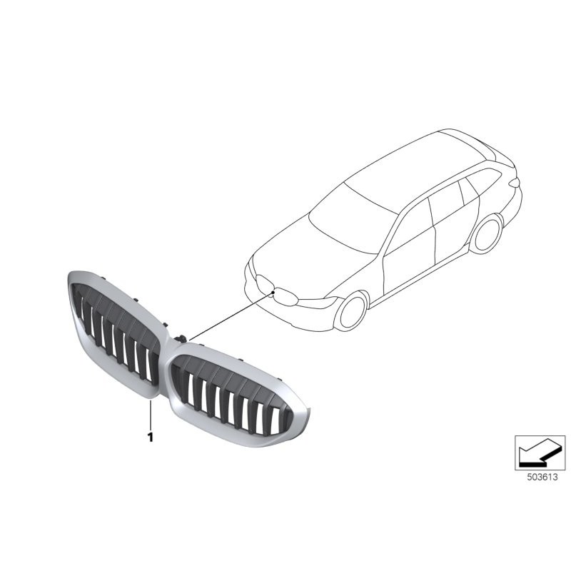 德國原廠BMW M Performance G20 G21黑色網狀前格柵 圖片 3