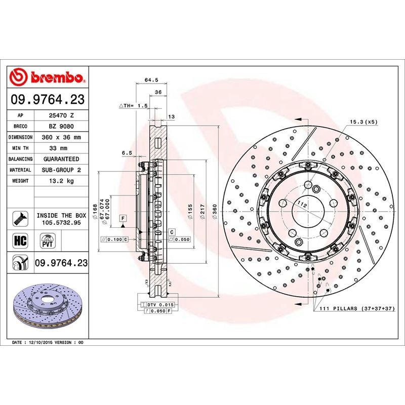 原裝 Brembo W204 S204 W211 浮動碟盤 360mm*36mm 圖片 3