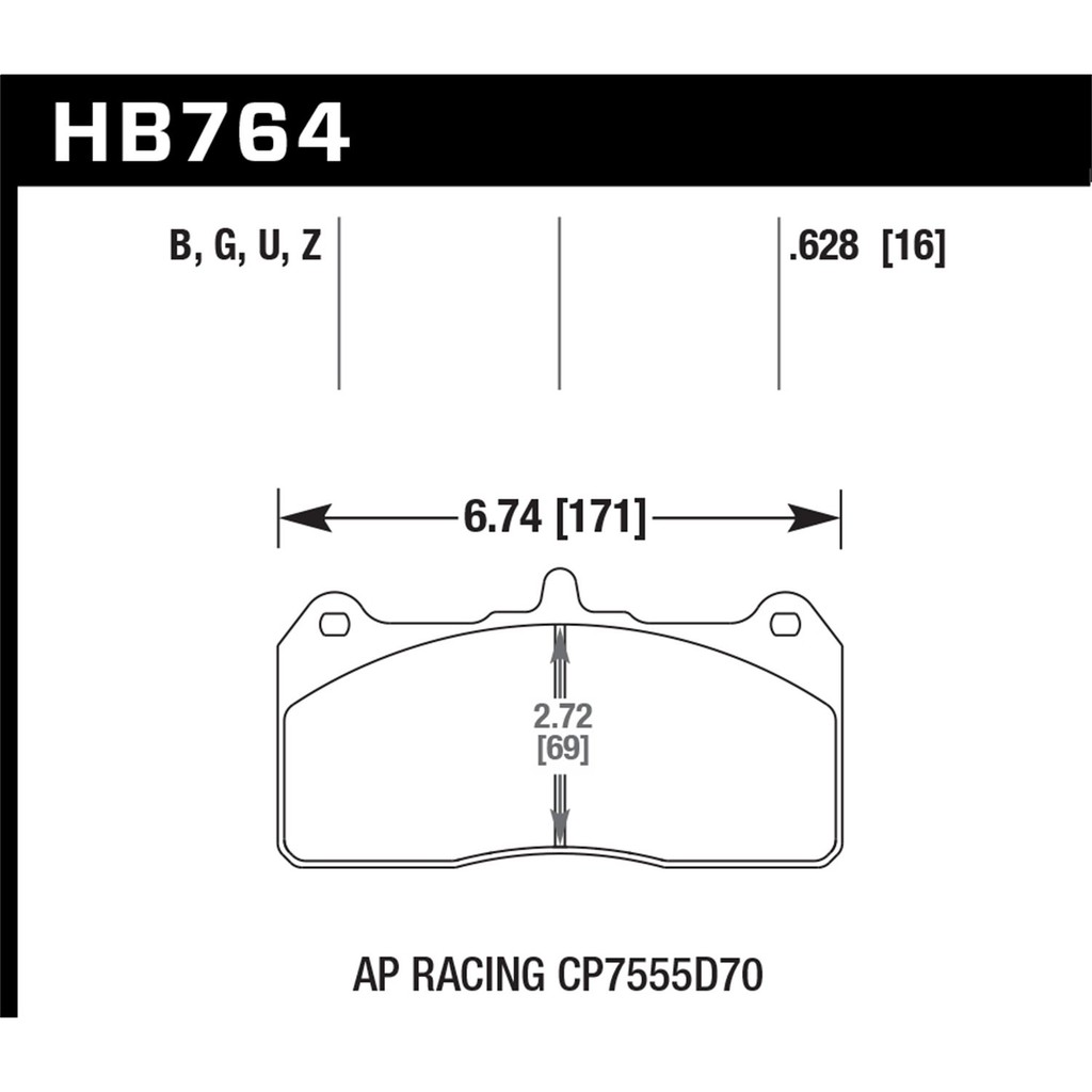 HAWK HPS 5.0 來令片HB764B.628 AP8520/8521/8522/9560/9561/9562 圖片 2